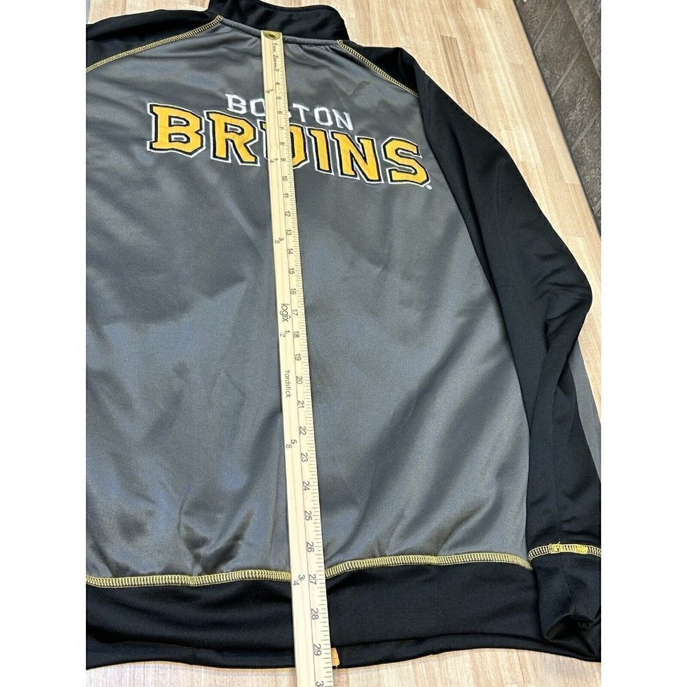 Boston Bruins Jacket Mens XLT Tall Black Yellow Spellout Long Sleeve Zip Front - Picture 12 of 13